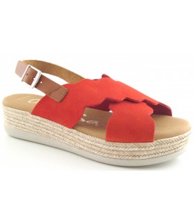Sandalia Cuña mujer Oh My SANDALS 4682 ROJO
