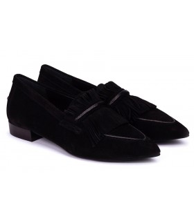 Zapatos con flecos en velour negro