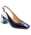 Zapato corte salón con tacón en color azul 