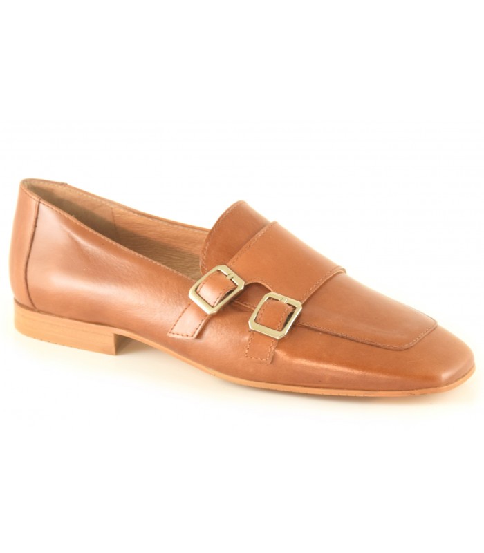 Zapatos dos hebillas en color brandy
