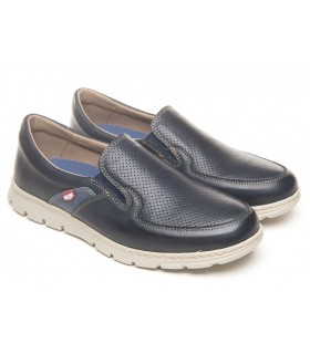 Mocasín con elásticos laterales en azul marino
