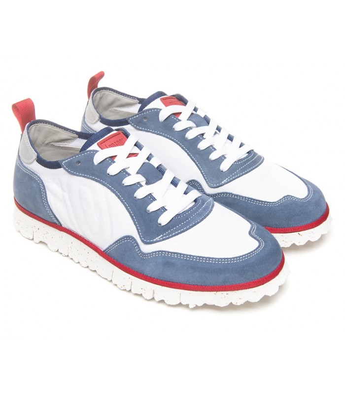 Deportivo de cordones combinado en blanco y azul