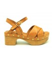 Sandalia para mujer con plataforma en color cuero