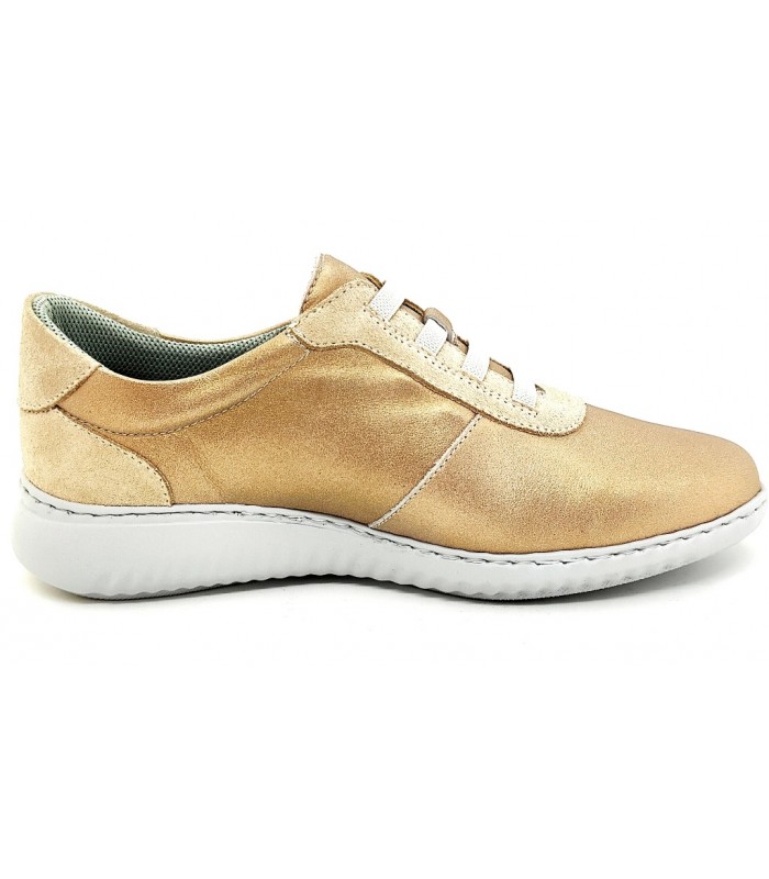 Deportivo de cordones elásticos en metalizado champagne