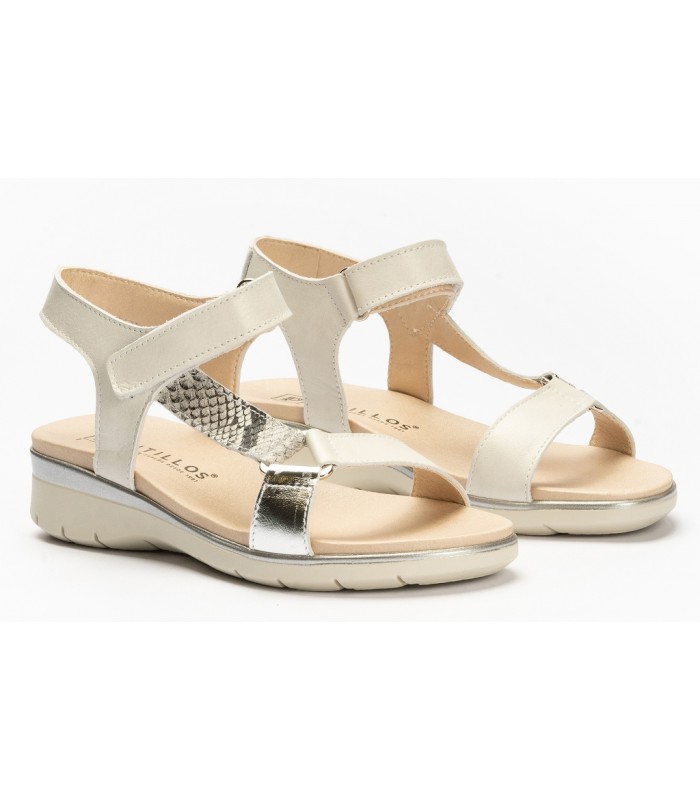 Sandalias de confort en color hielo con serpiente