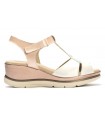 Sandalia para mujer combinada en color plata con turquesa