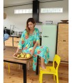Mocasín de piel trenzada para mujer en color mostaza