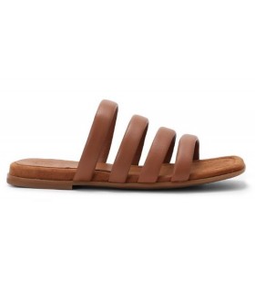 Sandalia para mujer con tiras tubulares en color cuero