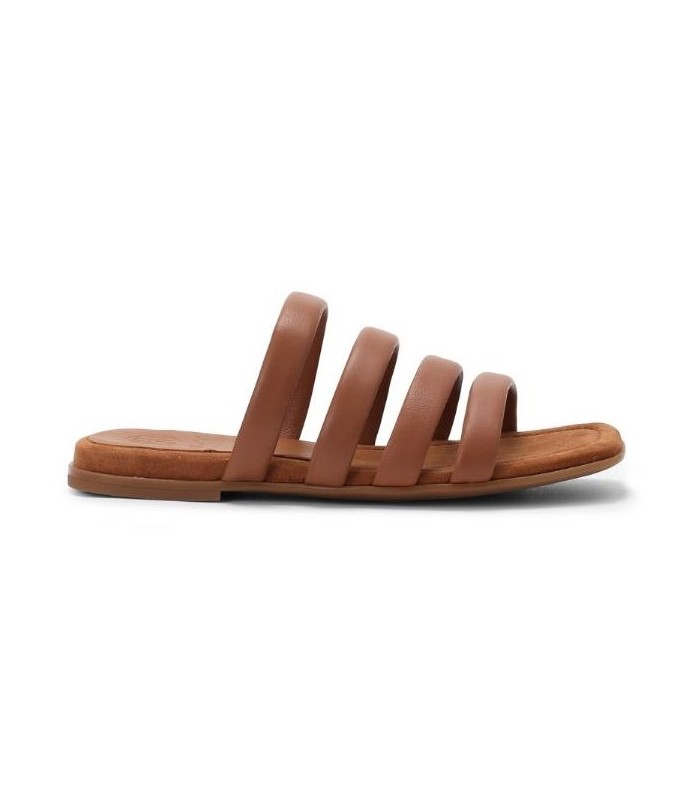 Sandalia para mujer con tiras tubulares en color cuero