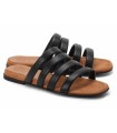 Sandalias con tiras tubulares en piel de color negro