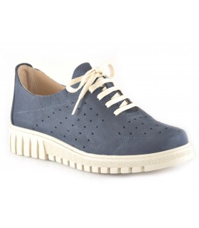 Zapatos de cordones en piel de color azul marino