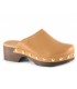 Zueco de color camel en piel natural