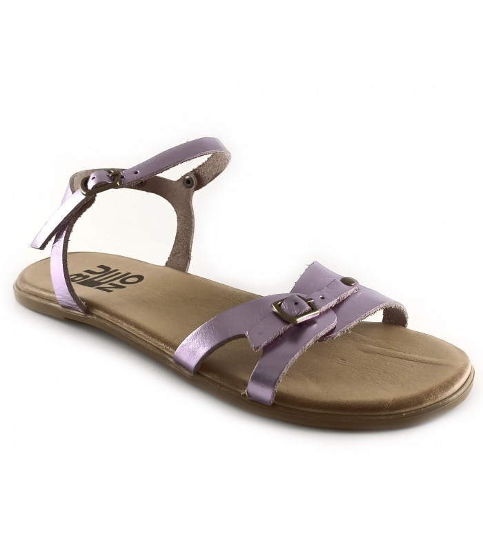 Sandalia plana para mujer en color malva