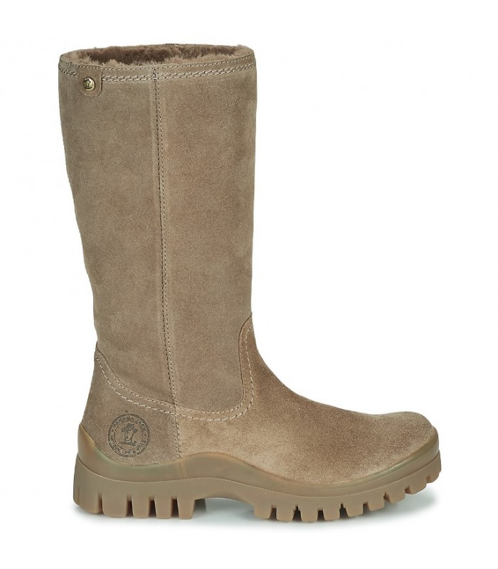Botas de caña alta en piel velour taupe