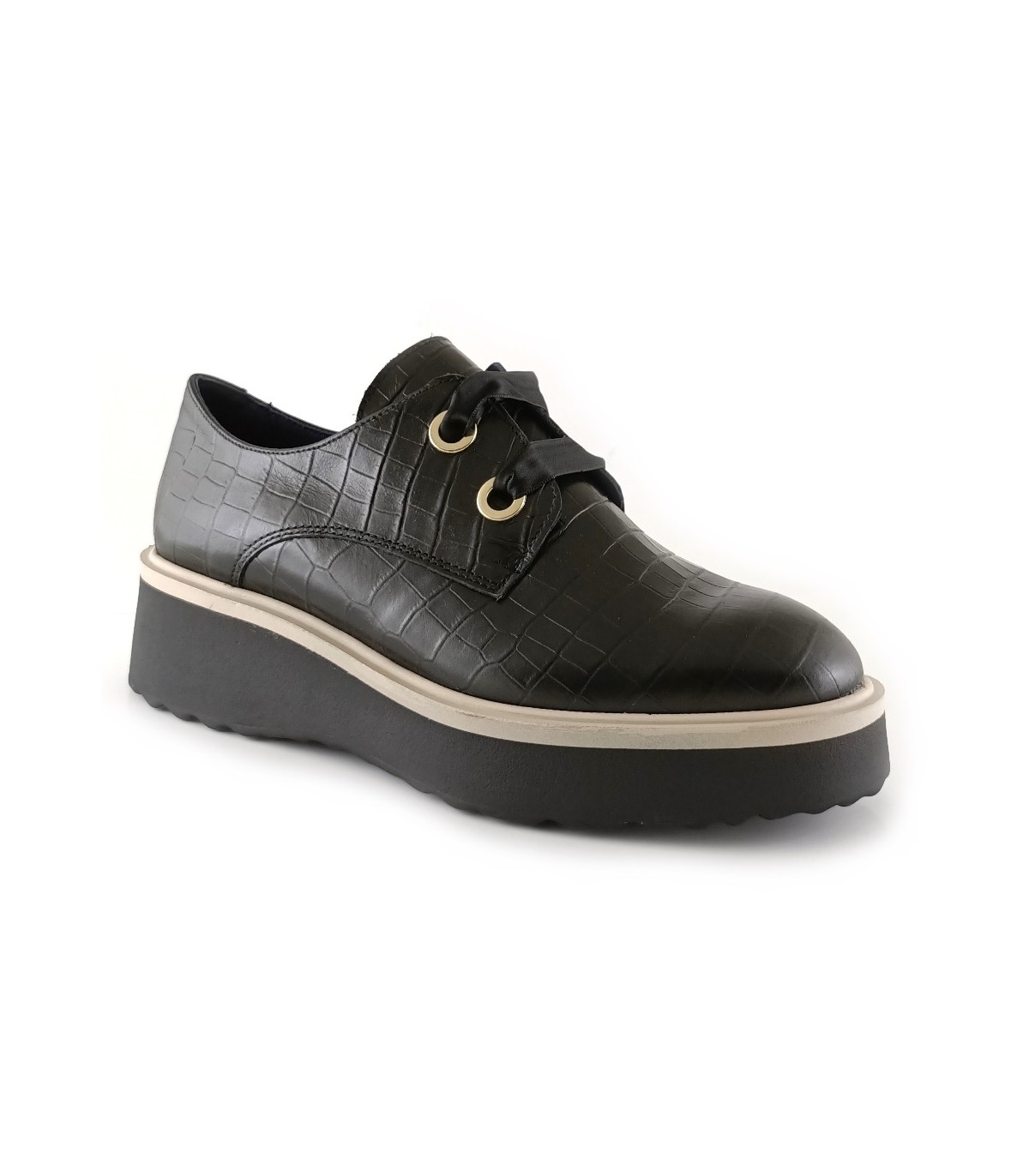 Zapatos Oxford De Mujer Modabella - Piel Coco, Cordones, Suela De Goma Y Mini Tacón, Estilo Clásico Y Cómodo