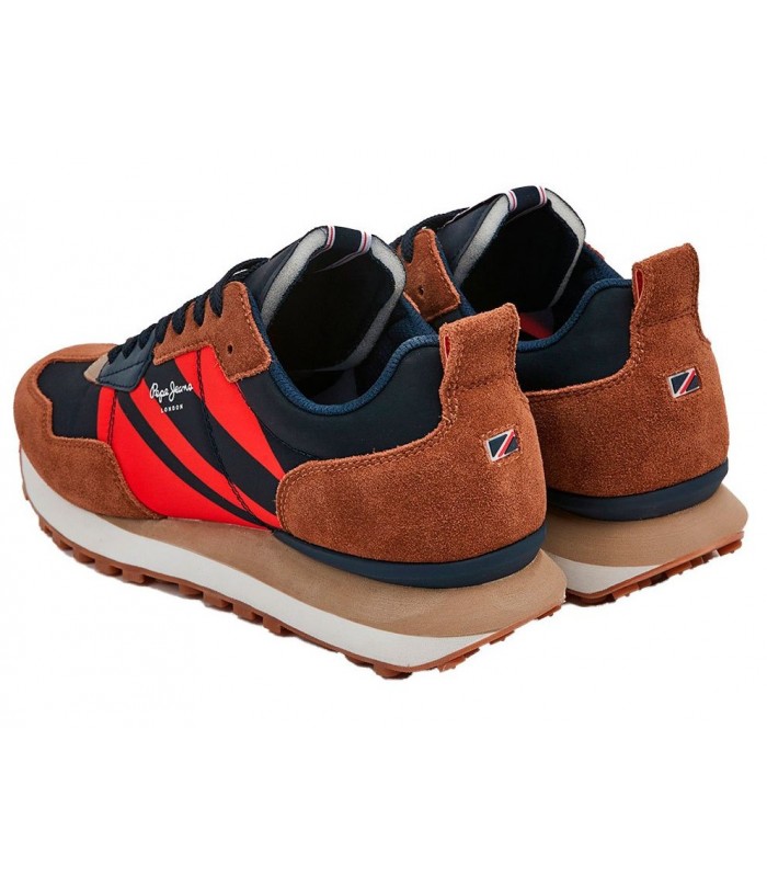Deportivo combinado en azul, rojo y cuero 