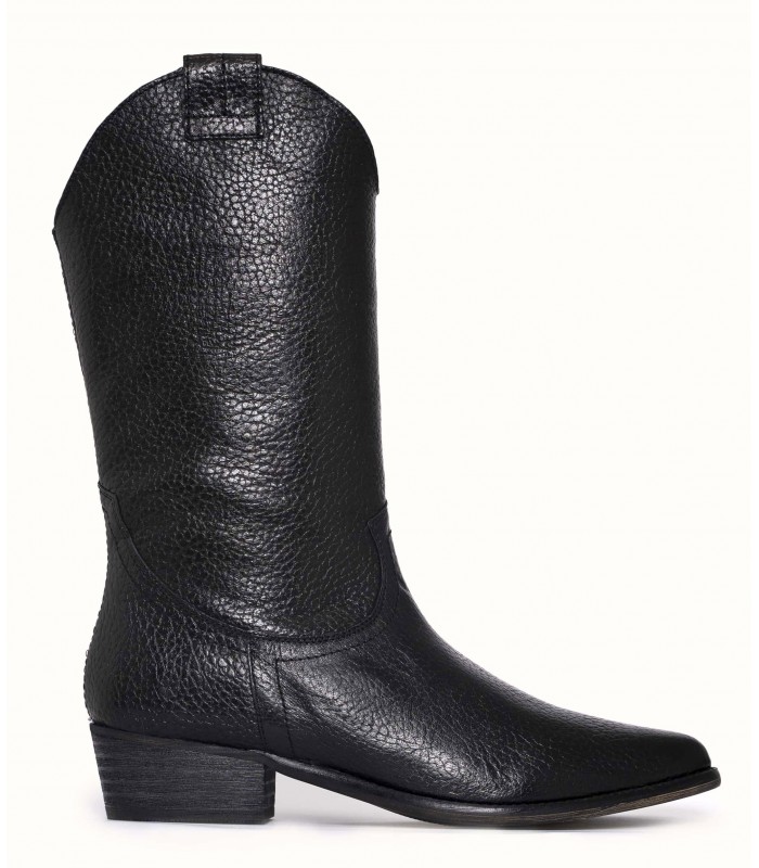 Bota campera para mujer en piel negra