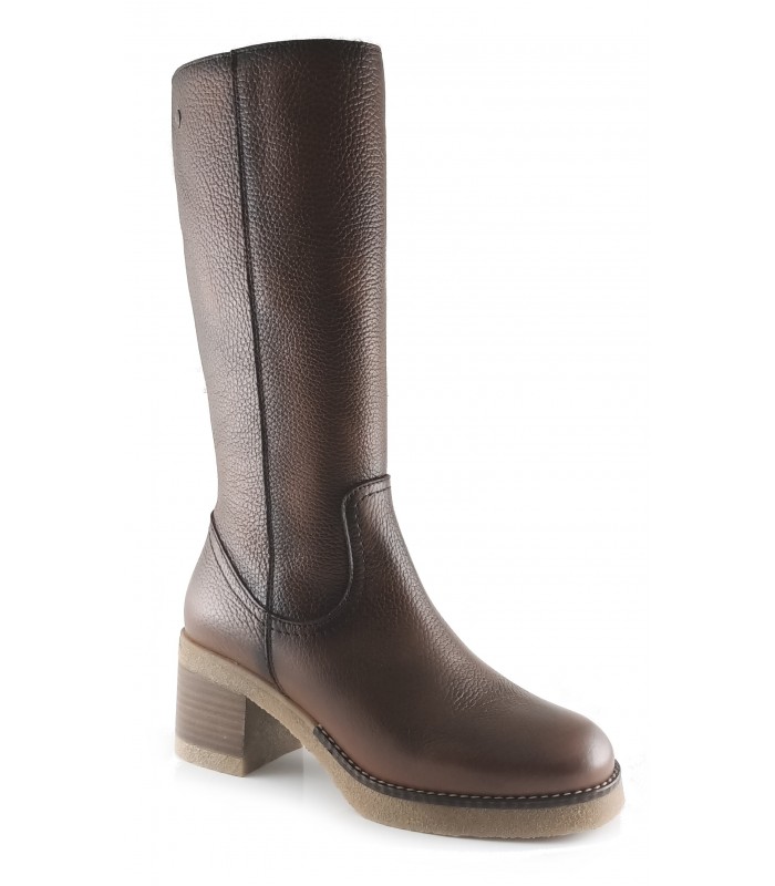 Bota de tacón Kaola 9050 en piel cuero para mujer
