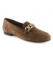 Mocasín para mujer en serraje tabaco