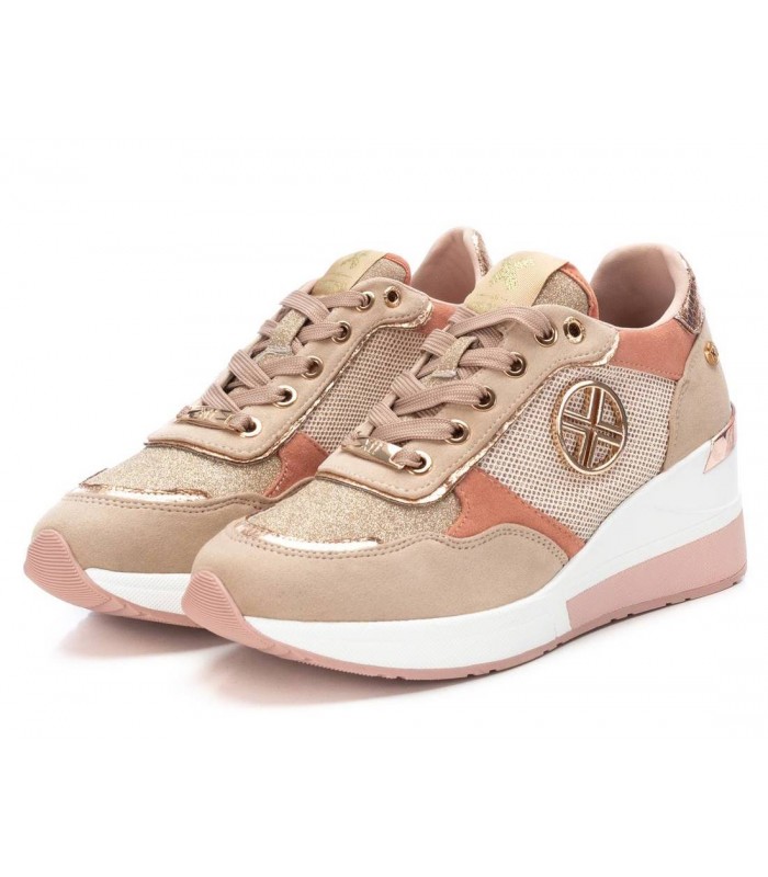 Sneakers en beige con cuña de mujer