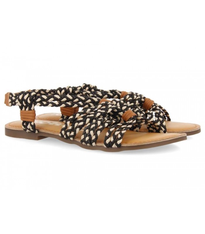 Sandalias planas de cuerda bicolor para mujer