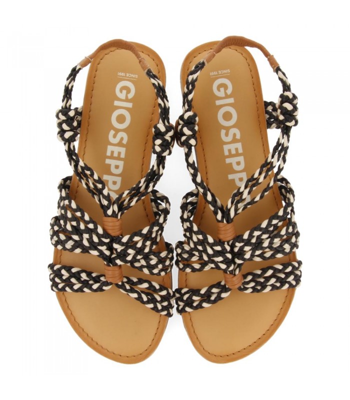 Sandalias planas de cuerda bicolor para mujer