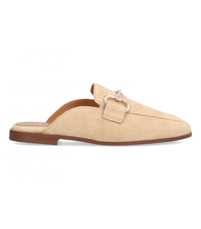 Mocasines destalonados color cuero de mujer