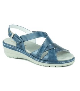 Sandalia de piel para mujer en color azul cobalto 