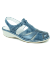 Zapatos de color azul con abertura en piel natural
