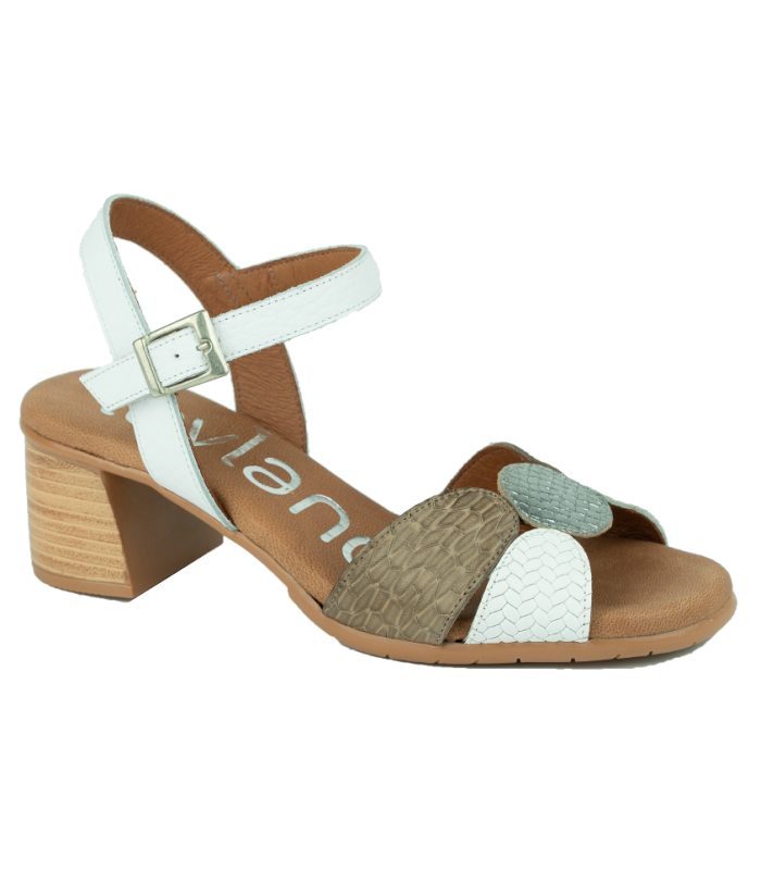 Sandalia combinada para mujer en color blanco 