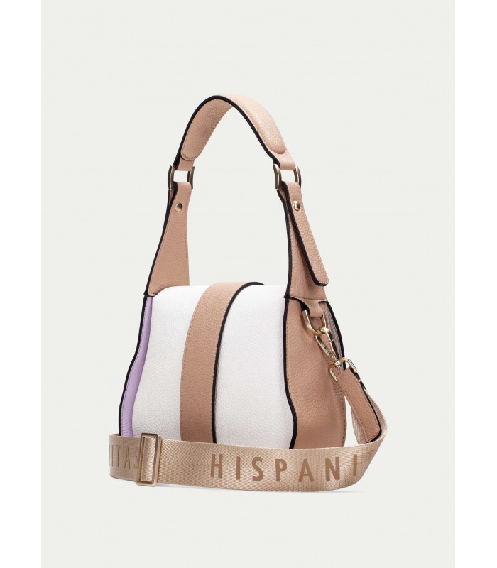 Bolso combinado en color camel y blanco