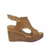 Sandalias de cuña alta para mujer en piel cuero