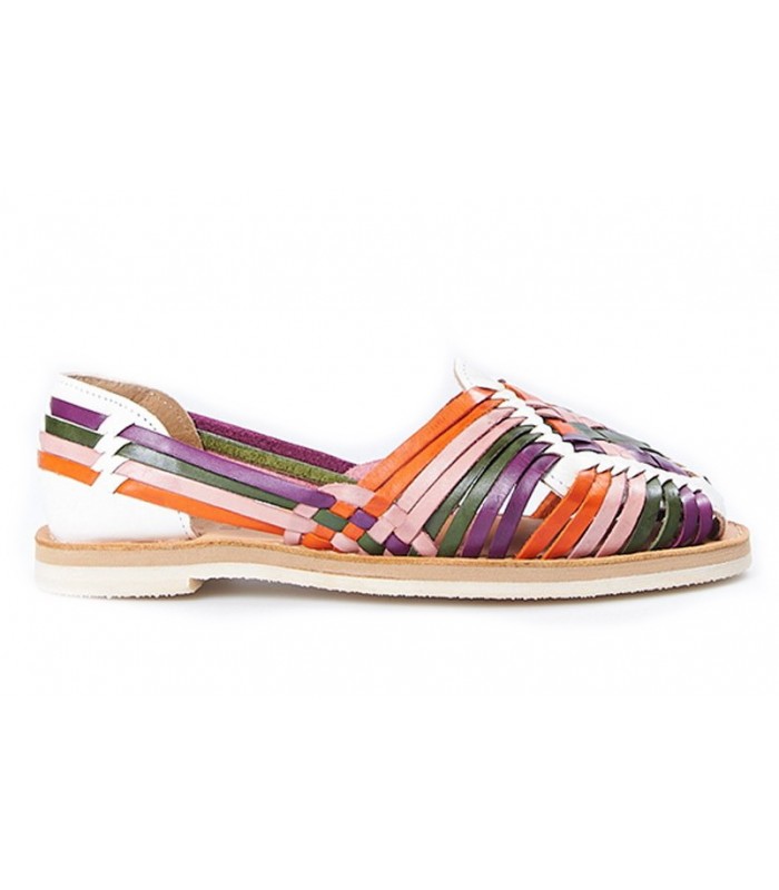 Mocasín de piel trenzada multicolor