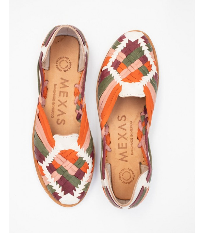 Mocasín de piel trenzada multicolor