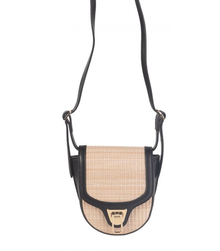 Bolso combinado en rafia con negro