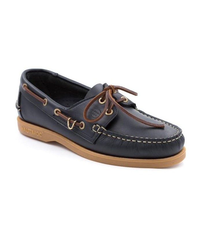 Náuticos para hombre en piel azul marino