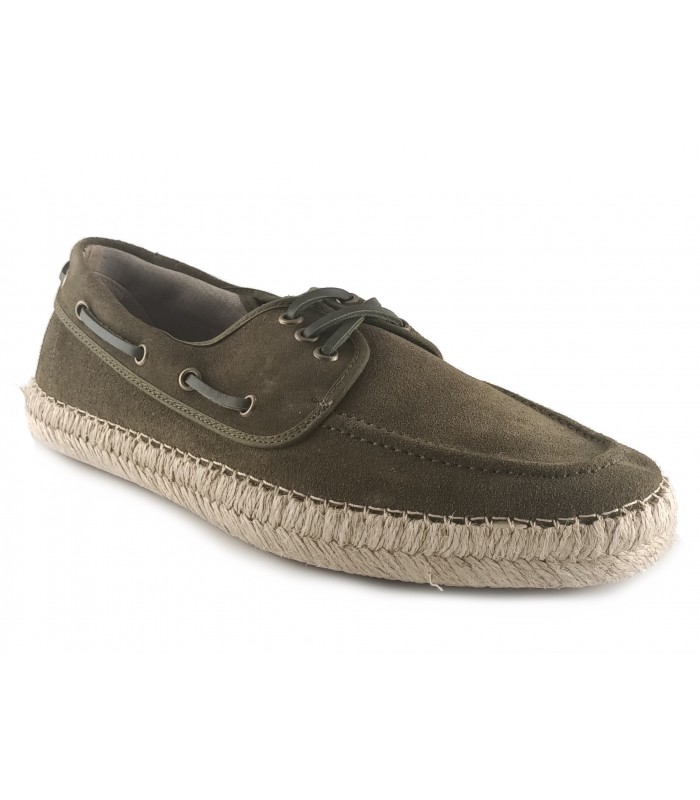 Zapato náutico para caballero en piel oliva