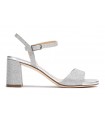 Sandalia en piel brillo plata para mujer