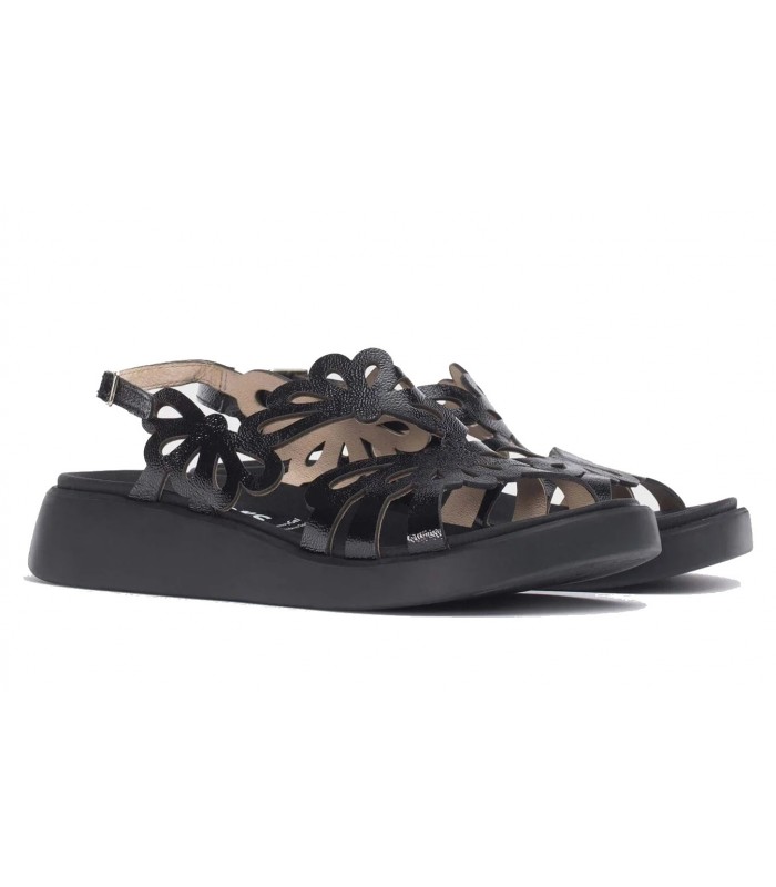 Sandalia para mujer en charol negro