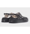 Sandalia para mujer en charol negro