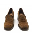 Mocasín de tacón de serraje