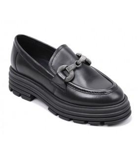 Mocasín de mujer en piel negra