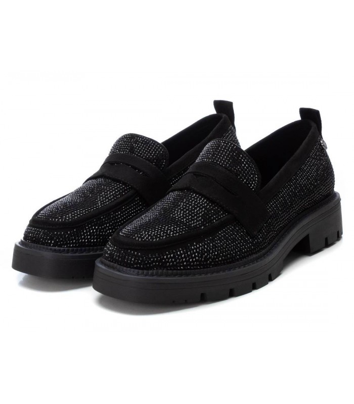Mocasín con brillos en negro de mujer