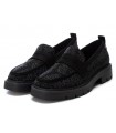 Mocasín con brillos en negro de mujer