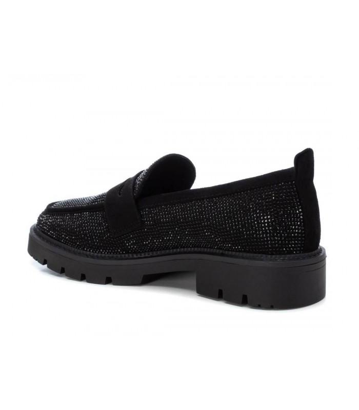 Mocasín con brillos en negro de mujer