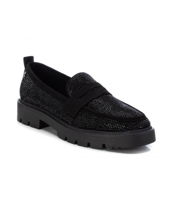 Mocasín con brillos en negro de mujer