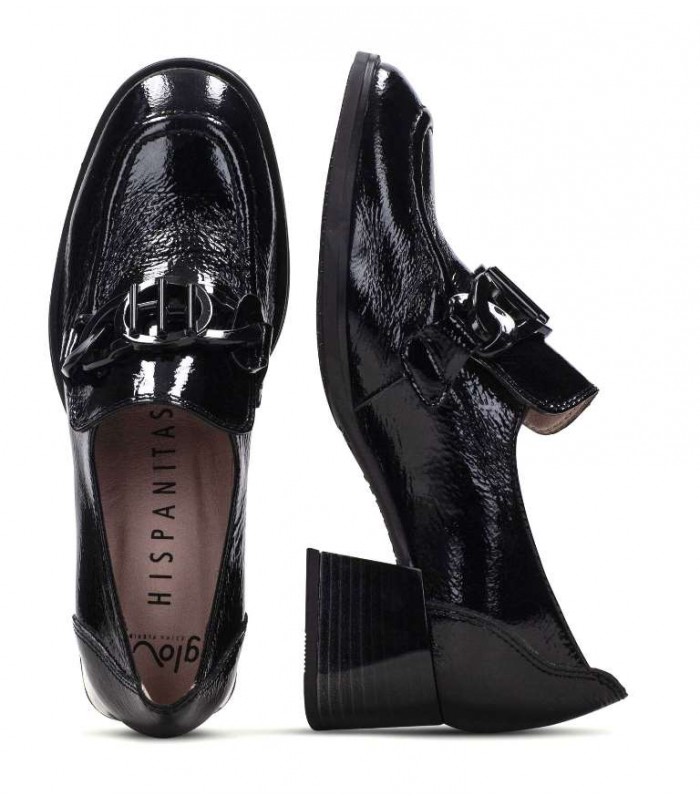 Mocasín de tacón cuadrado en piel negra