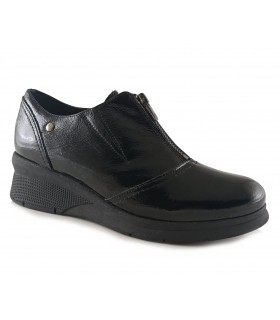 Zapato de cuña de mujer en charol negro