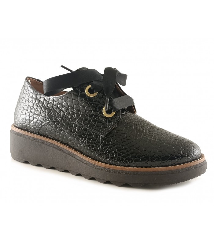 Zapato de cordones para mujer en color negro
