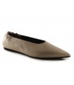 Zapato salón plano para mujer en piel topo